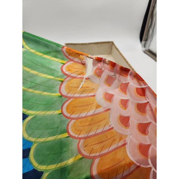 Vtg Chinese hand painted SilkPheonix in Original box minor damages 56" wide - Picture 12 of 16